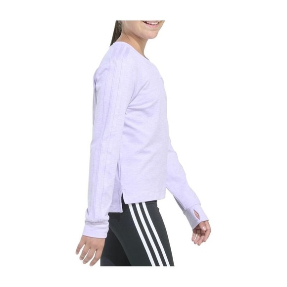 New Adidas Girls Long Sleeve Top Lavender Athletic Activewear Shirt YXL - Picture 4 of 4